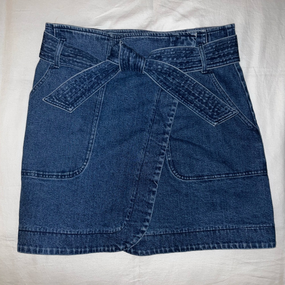 Sezane Denim Wrap Skirt With Belt Tie Size 40